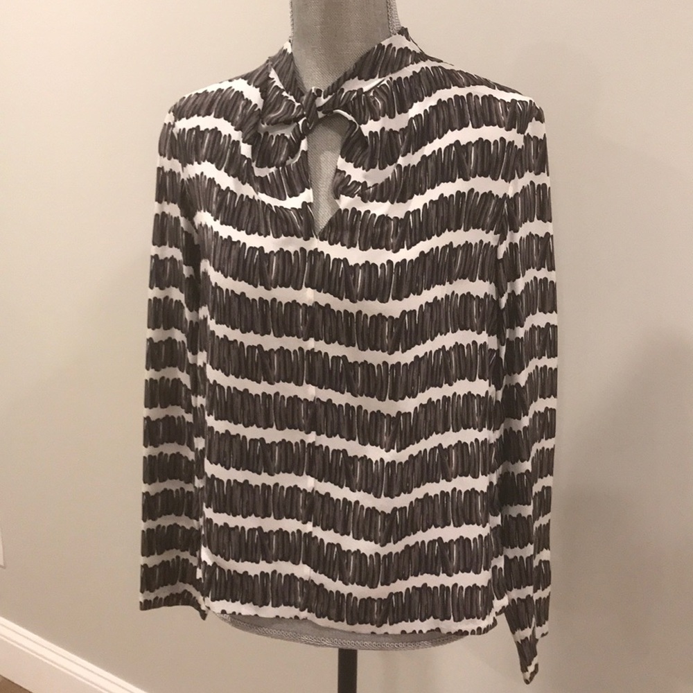 Raoul Long Sleeve Print Silk Top NWOT